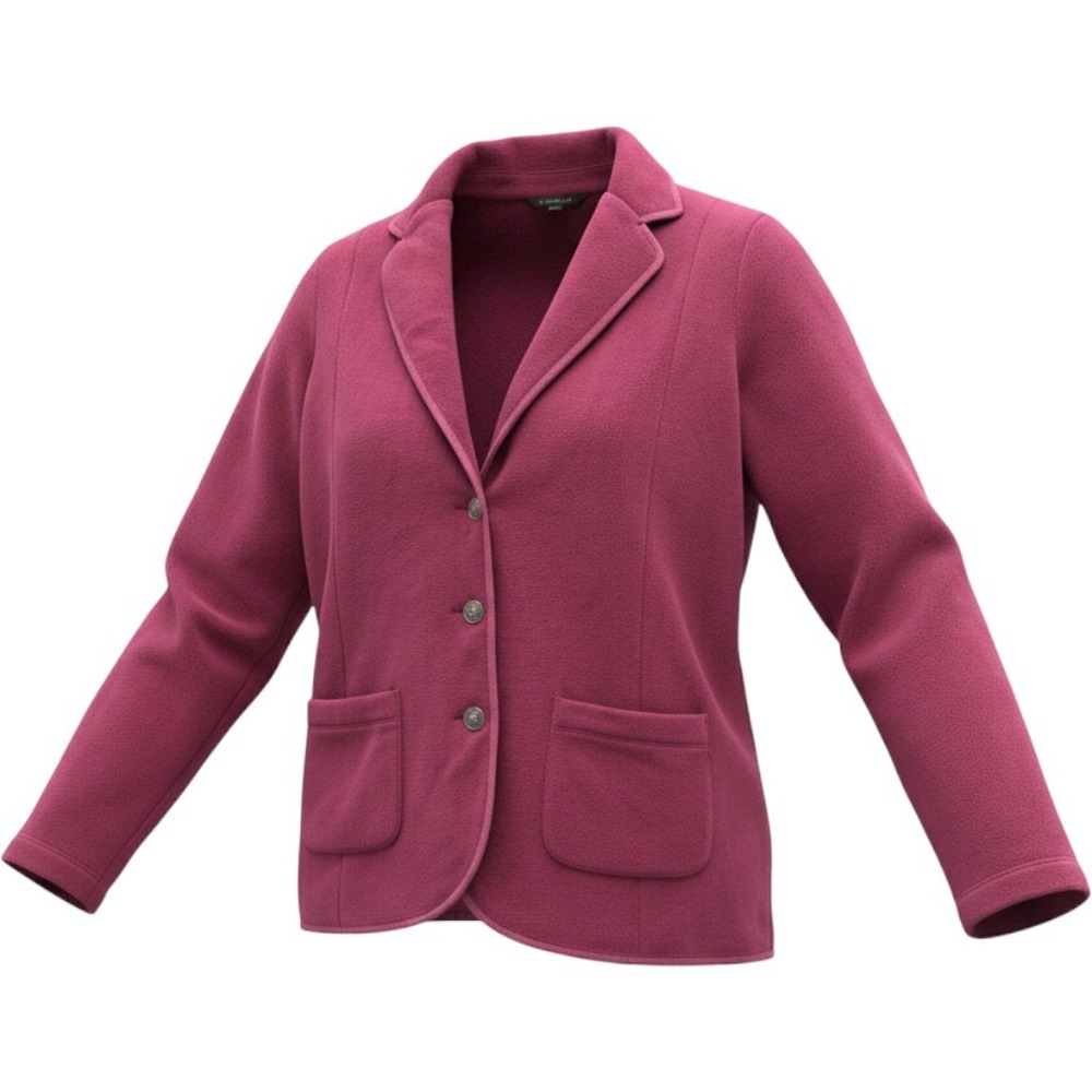 Lands End Womens Fleece Blazer Jacket Berry Pink Anchor Buttons Size M 10-12